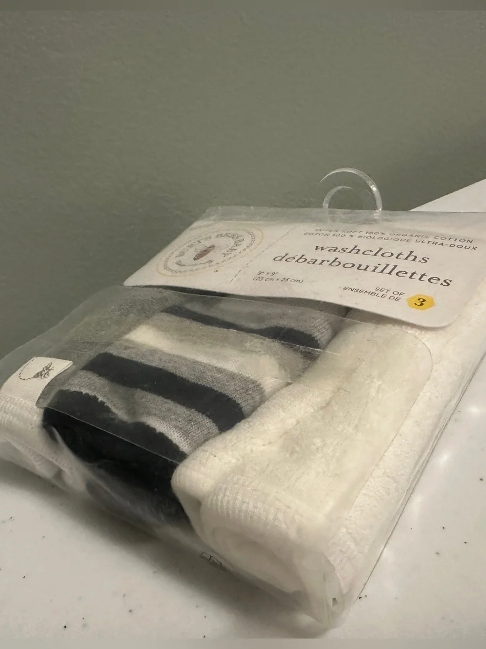 Burts Bees Soft 100% Organic Cotton Baby Washcloths Set of 3 New